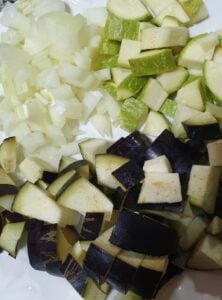 Set ratatouille vegetables aside