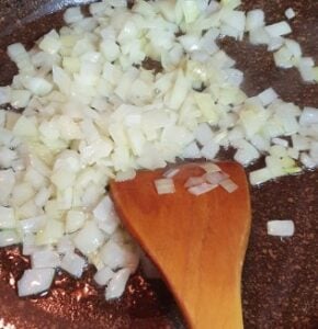 Sweat the onion in olive oil
