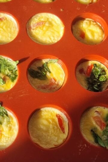 cottage cheese egg bites in a sicilon muffin tray.